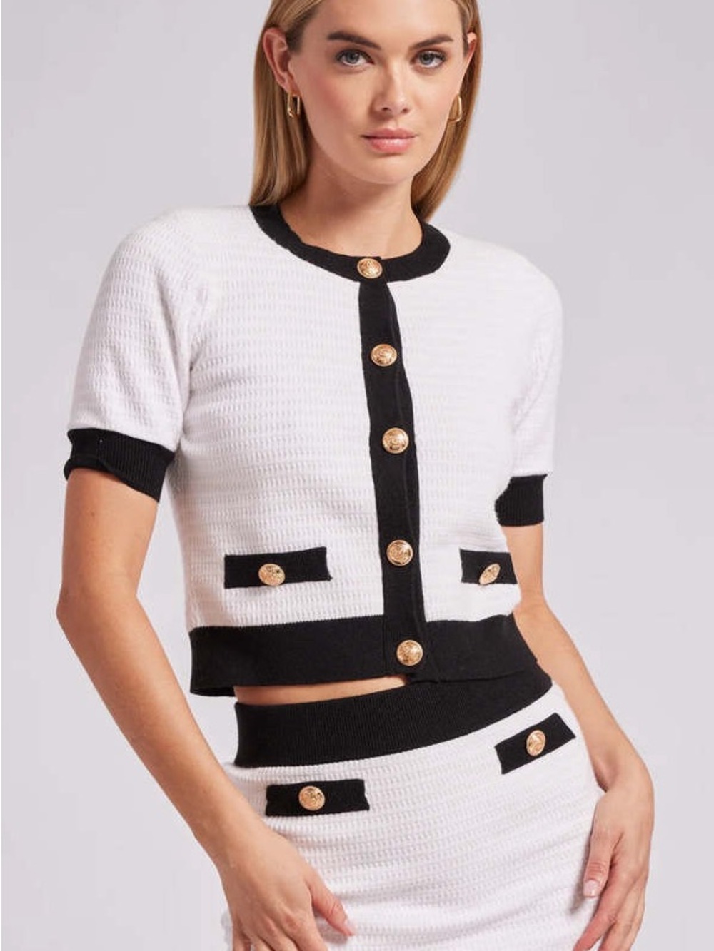 Generation Love Harper Cardigan In White/Black Size XS